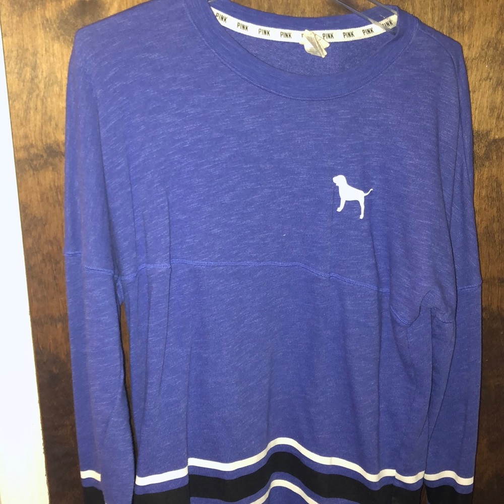 Blue and white Victoria’s Secret crewneck